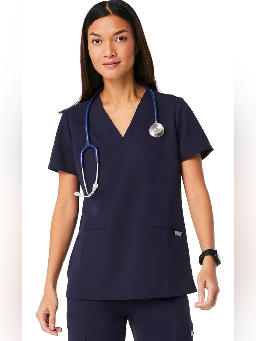 Figs Women's Navy V-Neck Short Sleeve Scrub Top XL